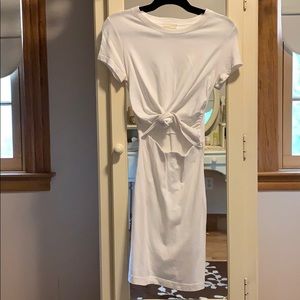 White front-tie mini dress